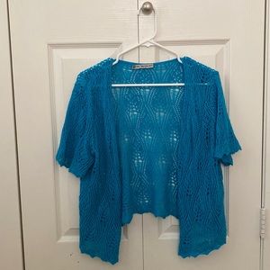 Teal Blue Crochet Cover up layering piece